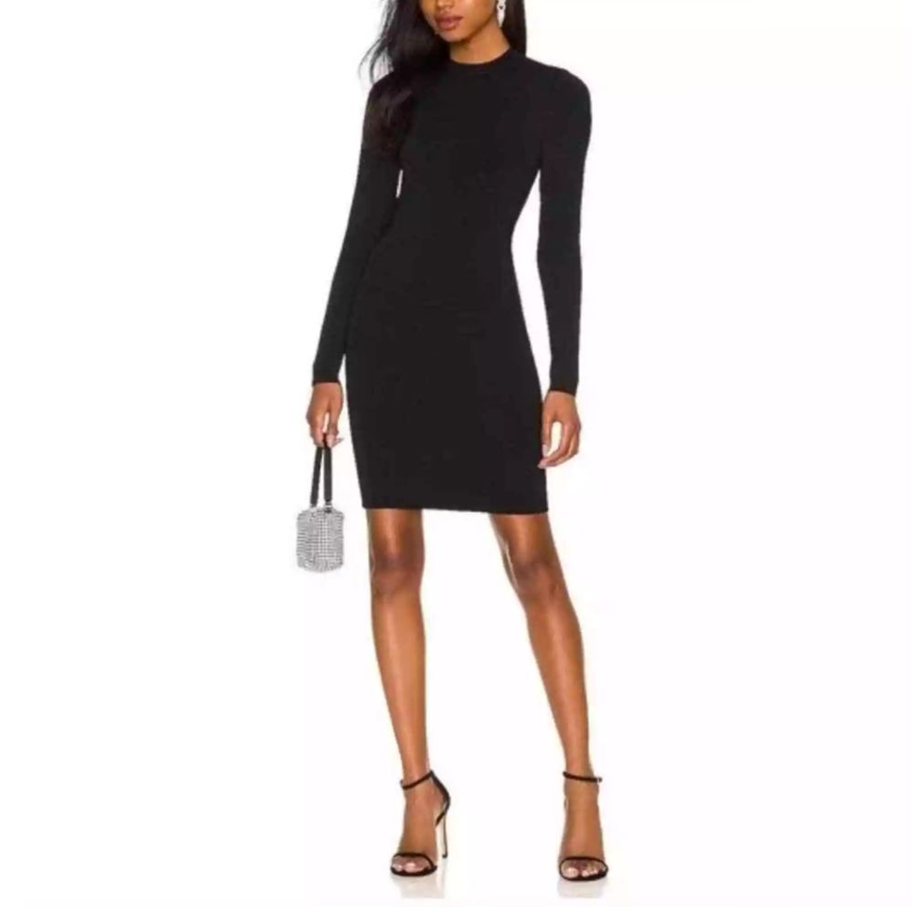 Alice + Olivia Estelle Twist Back Mock Neck Mini Dress In Black Xs